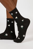 Black tiny daisy socks_3