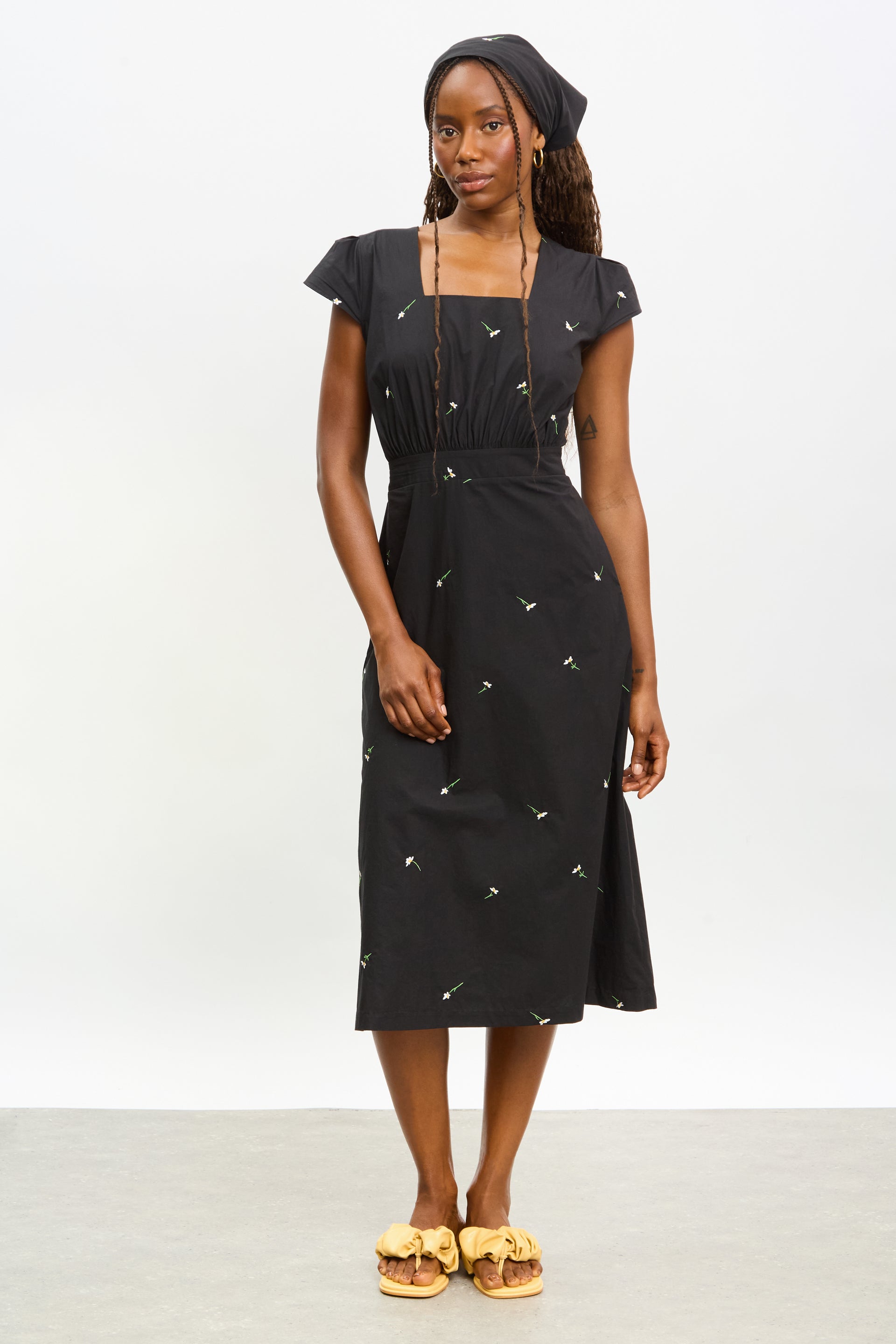 Black tiny embroidered flower dress - S/M Black tiny embroidered flower dress - S/M