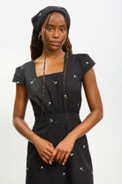 Black tiny embroidered flower dress_3