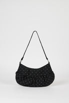Black tiny polka dot ruched curve shoulder bag_1