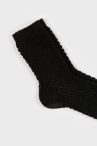 Black two tone waffle socks_4