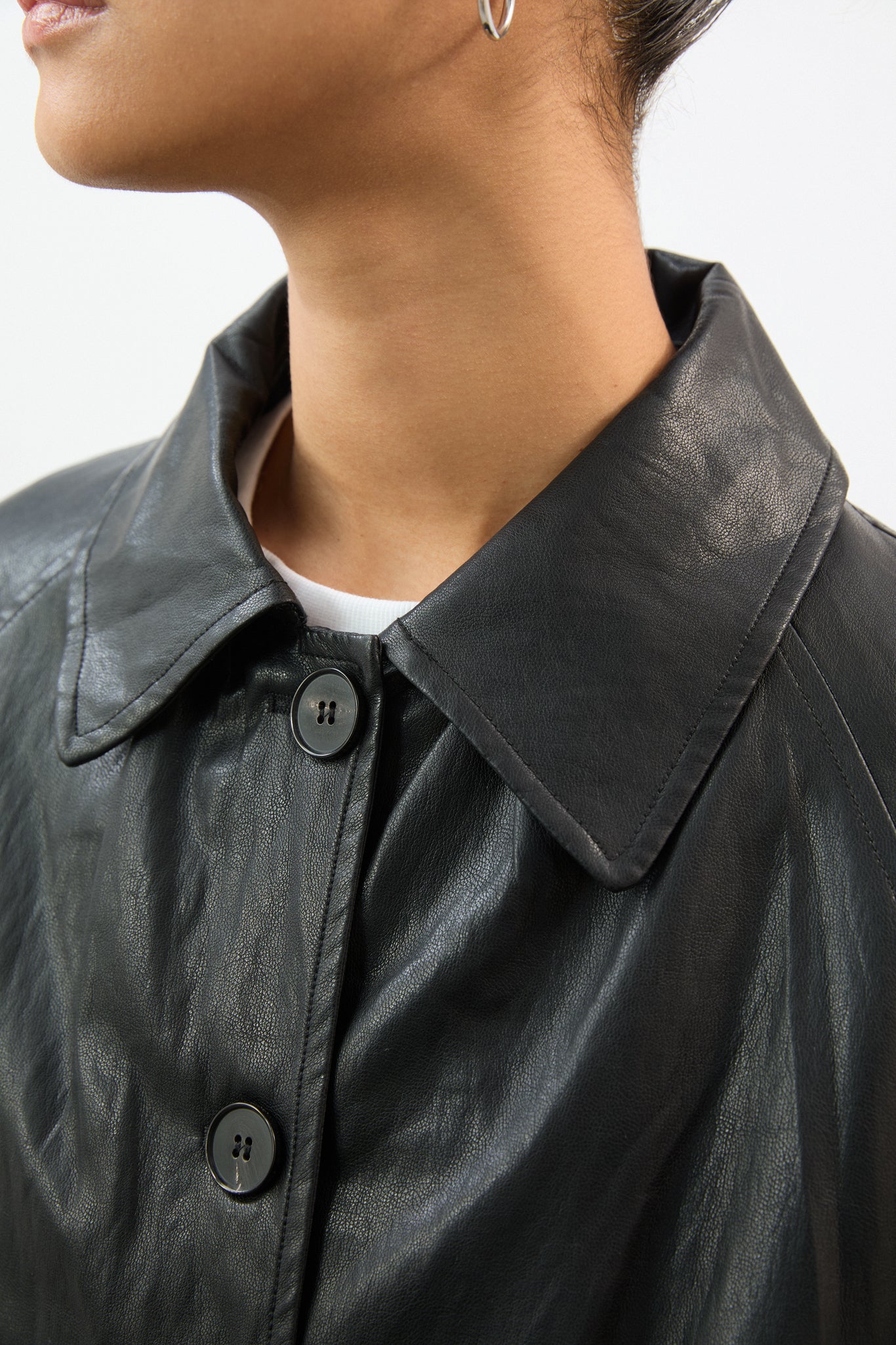 Black vegan leather car coat_4