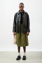Black vegan leather large pocket jacket_5