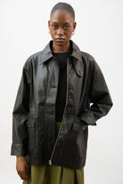 Black vegan leather large pocket jacket_1