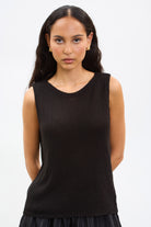Black wide neck knit tank_1