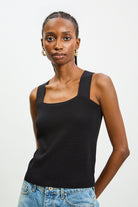 Black wide strap cross back knit tank_1