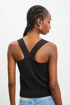 Black wide strap cross back knit tank_2