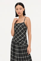 Black and white checked strappy tie back dress_5