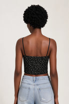 Black and white embroidered floral tie front tank_2