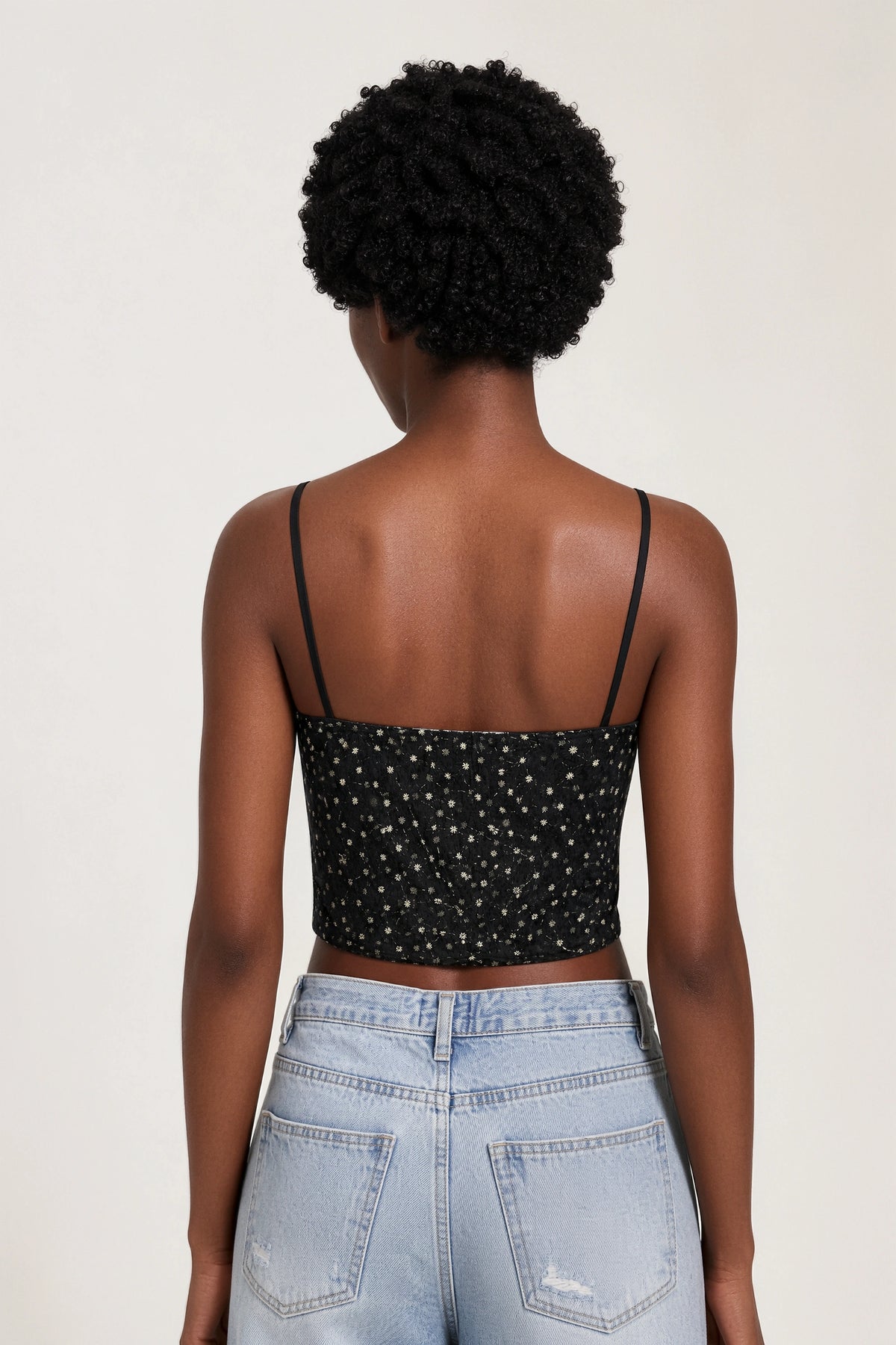 Black and white embroidered floral tie front tank_2