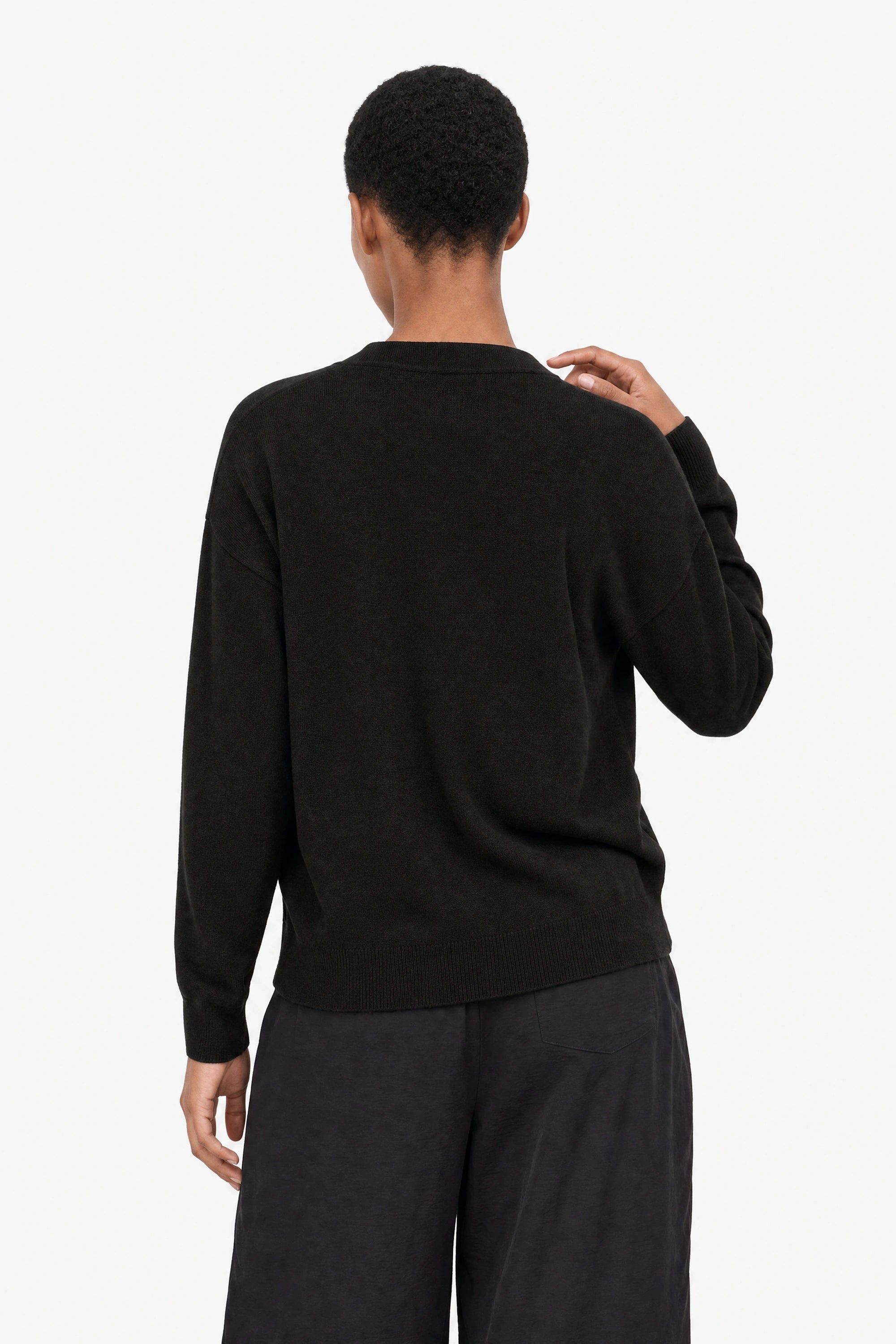 Black bamboo blend boyfriend cardigan_2
