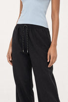 Black contrast drawstring relaxed balloon leg trousers_3