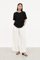 Black floaty sheer strips short sleeve top_6