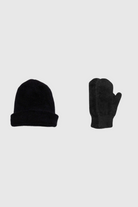 Black mohair beanie and mittens set_1