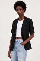Black slouchy relaxed fit blazer_1