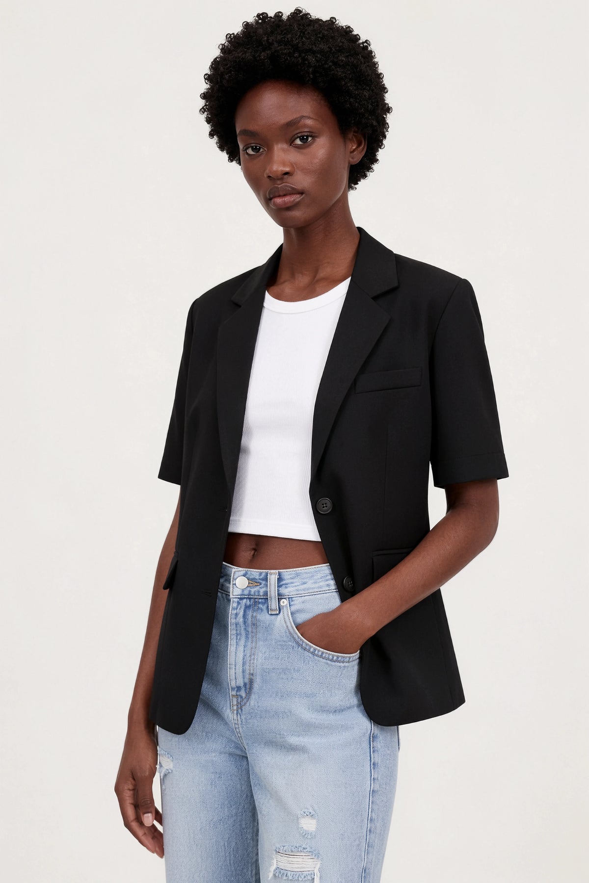 Black slouchy relaxed fit blazer_1