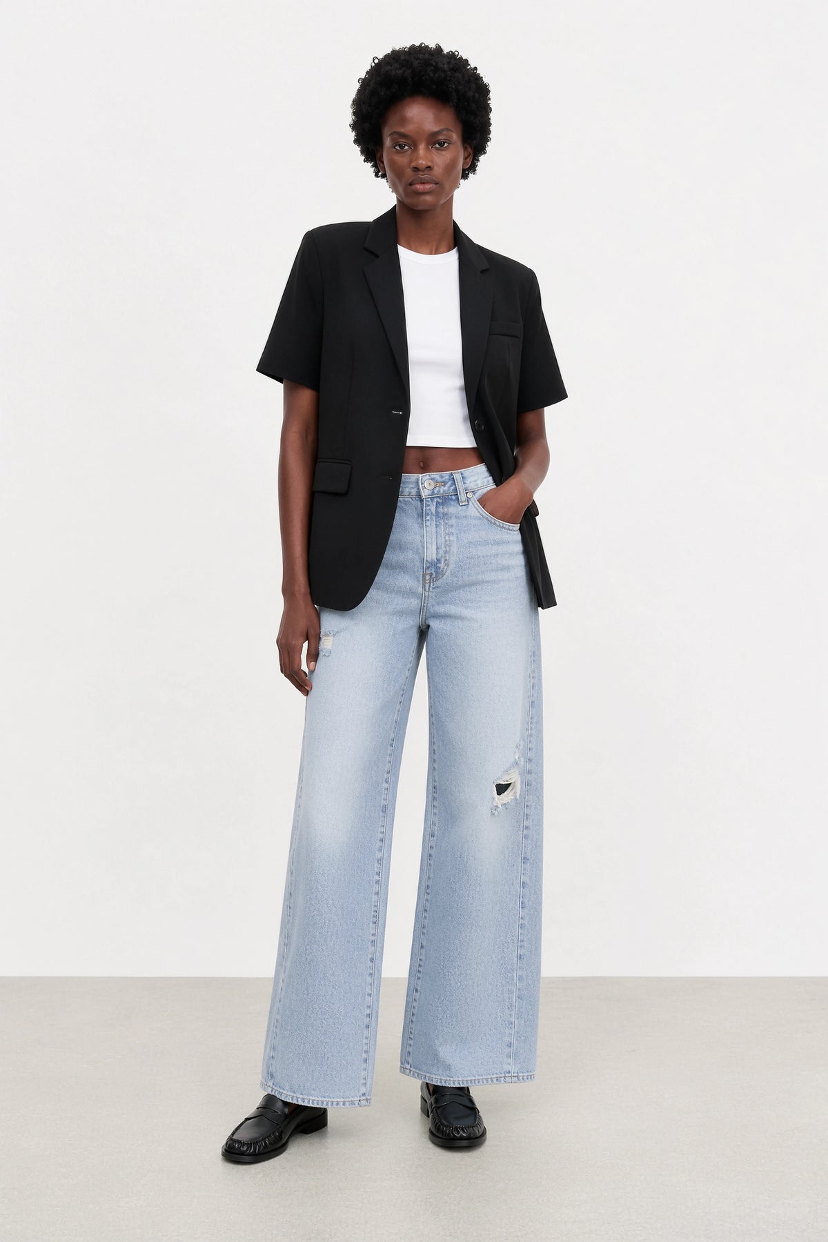 Black slouchy relaxed fit blazer_4