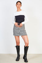 Black and ivory jersey corset long sleeve top_3