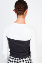 Black and ivory jersey corset long sleeve top_2