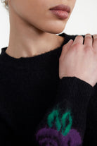 Black and purple intarsia rose jumper_5