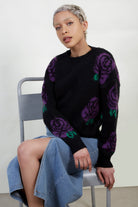 Black and purple intarsia rose jumper_1