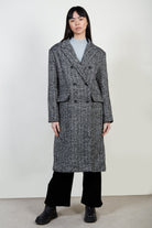 Black and white herringbone wool blend coat_5