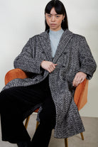 Black and white herringbone wool blend coat_8