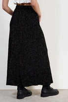 Black and white polka dot ribbed velvet maxi skirt_3