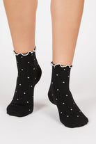 Black and white polka dot ruffle trim socks_4