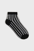 Black and white sheer referee stripe ankle socks_2