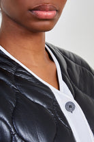 Black and white vegan leather wave stitch coat_4