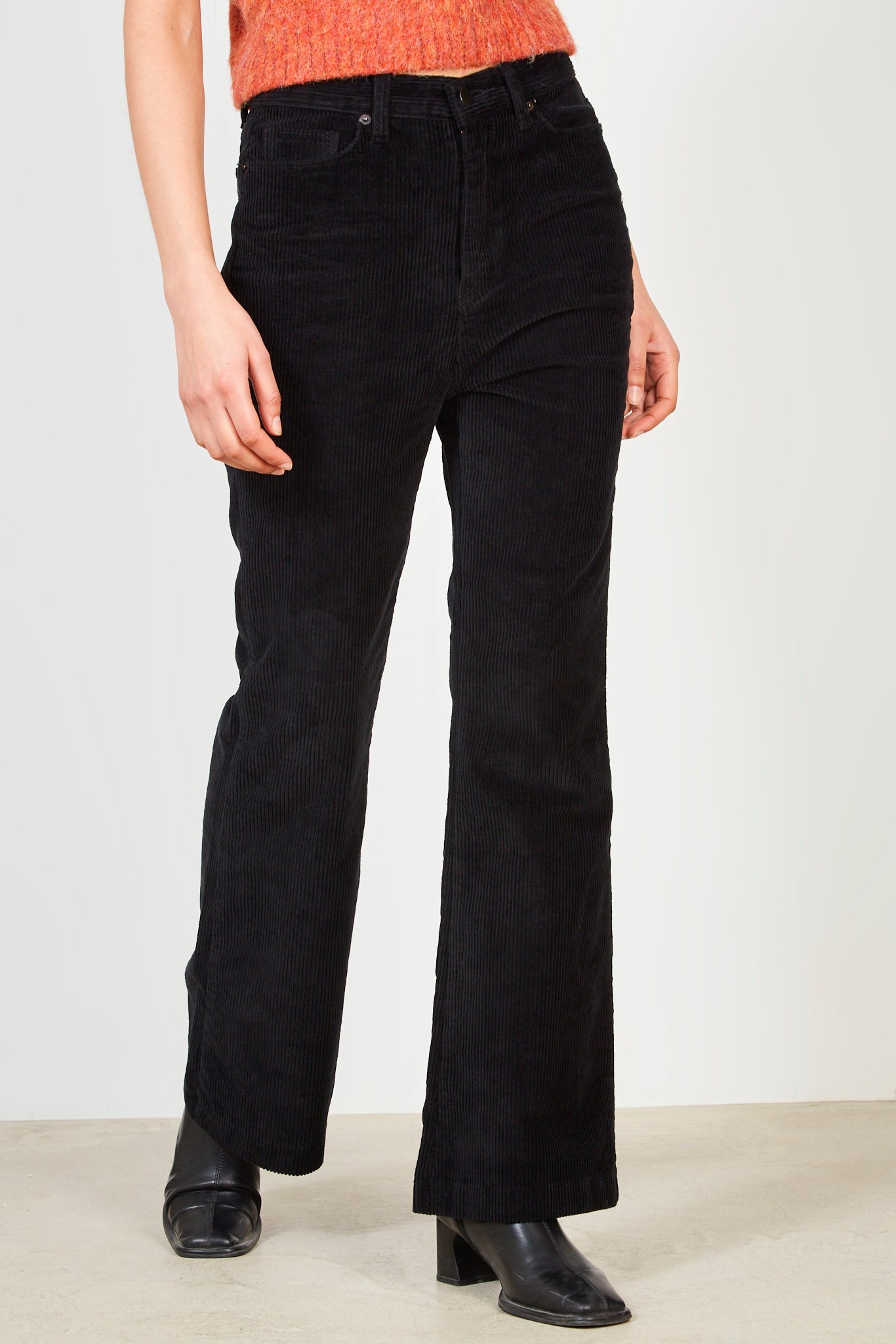 Black bootcut corduroy trousers