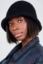 Black boucle bell shaped bucket hat_4