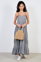 Black gingham tiered maxi dress_1