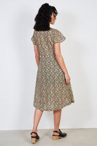 Black lilac and yellow floral print button front dress_2