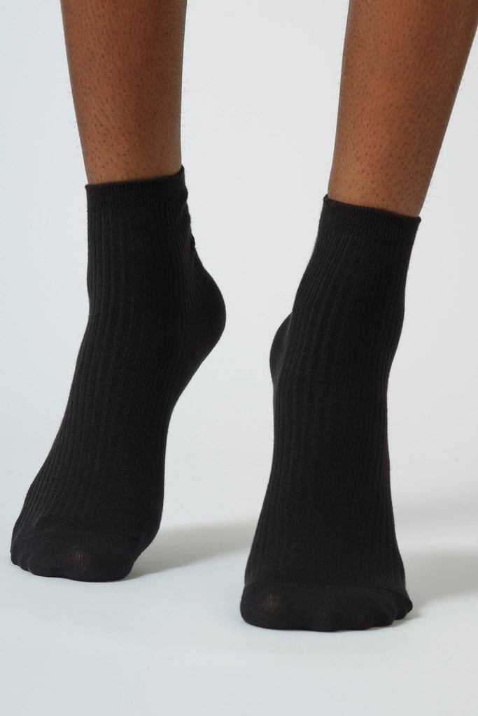 Black short cotton blend socks_2