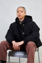 Black short hooded puffer jacket_6
