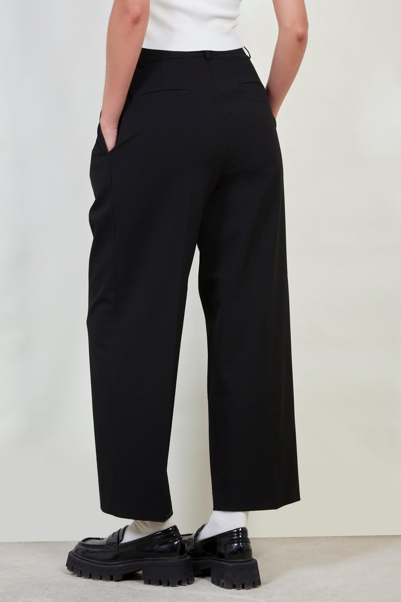 Black tailored suit trousers