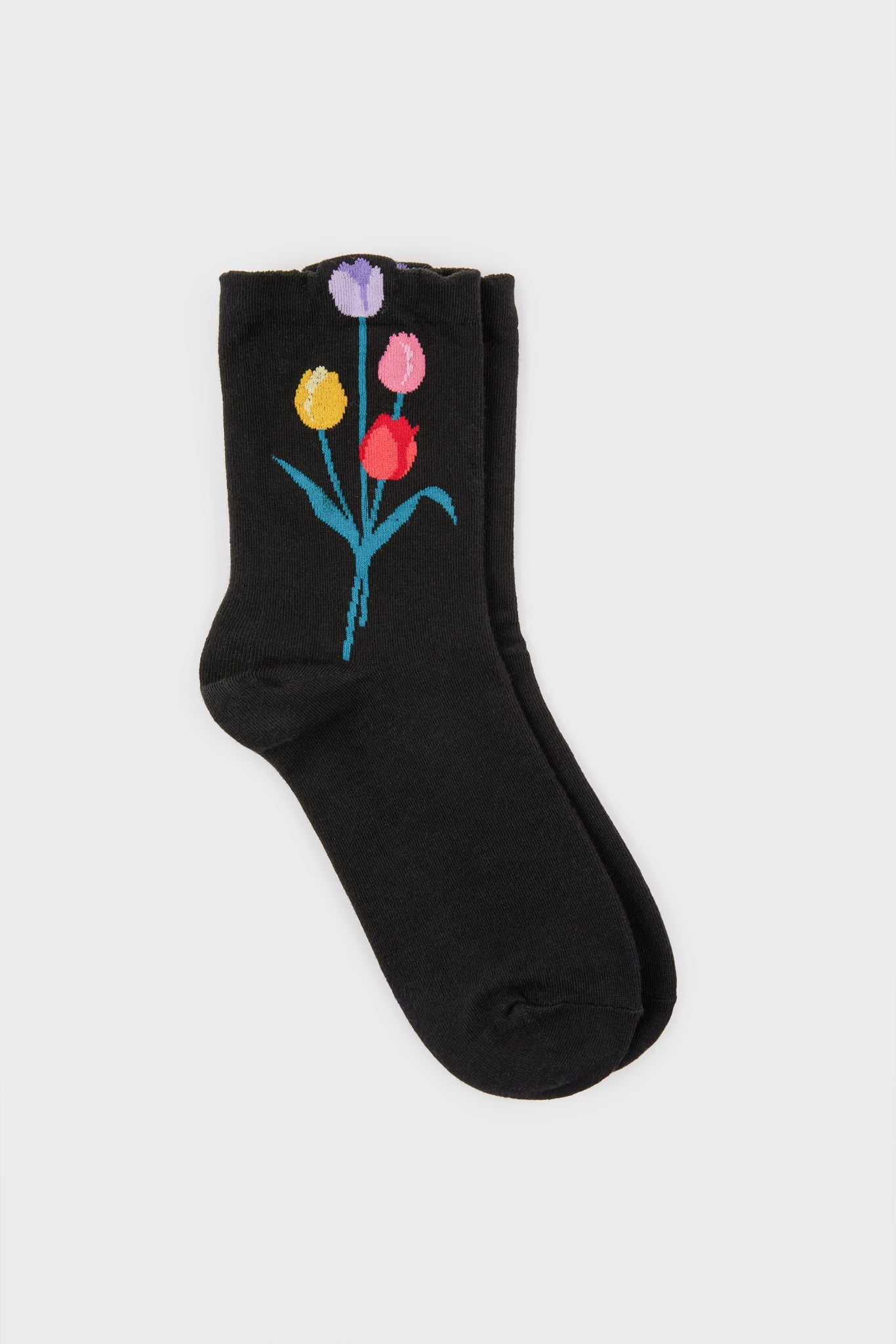 Black tulip ankle socks_2