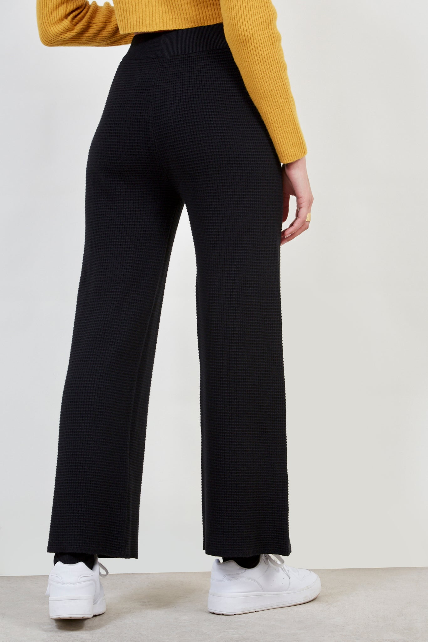 Black waffle knit trousers_3