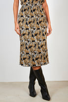 Black wild tiger print ribbed skirt_1