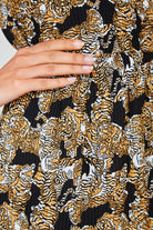 Black wild tiger print ribbed skirt_4