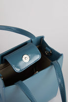 Blue PVC mini tote cross body bag_4