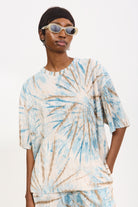 Blue and brown tie dye print ribbed tee_1