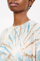 Blue and brown tie dye print ribbed tee_3