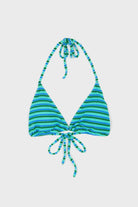 Blue and green multistripe terrycloth bikini and skirt set_1