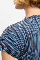 Blue and grey micro ribbed pleated top_3