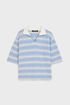 Blue and ivory striped short sleeved rugby shirt_6