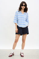 Blue and ivory striped short sleeved rugby shirt_4