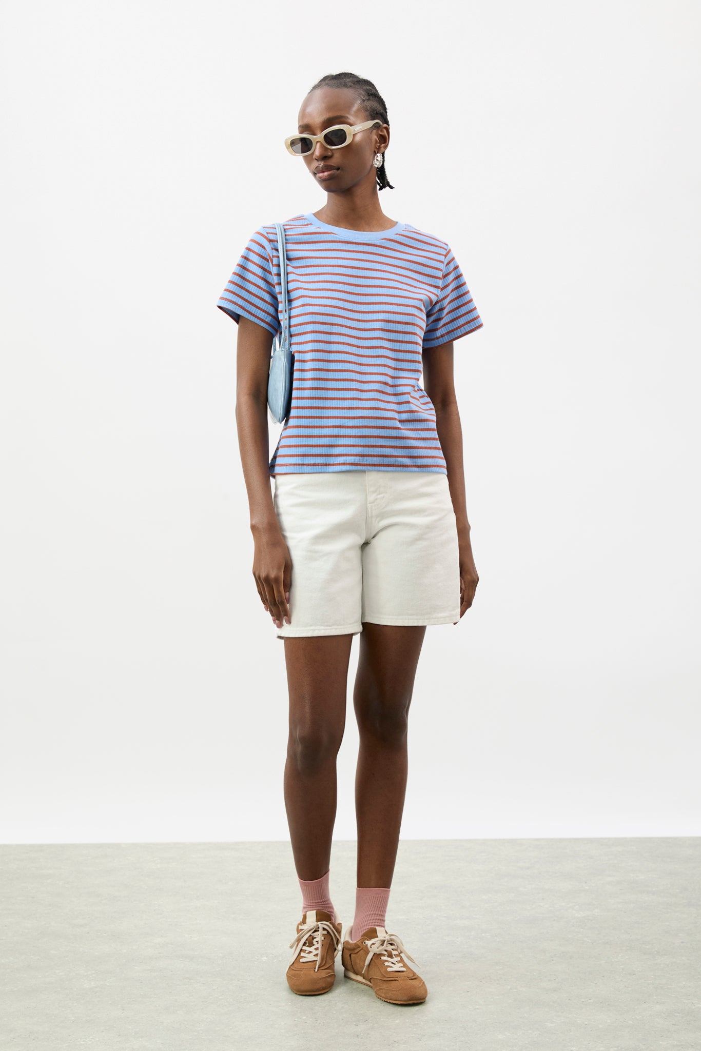 Blue and orange striped short sleeve t-shirt_4